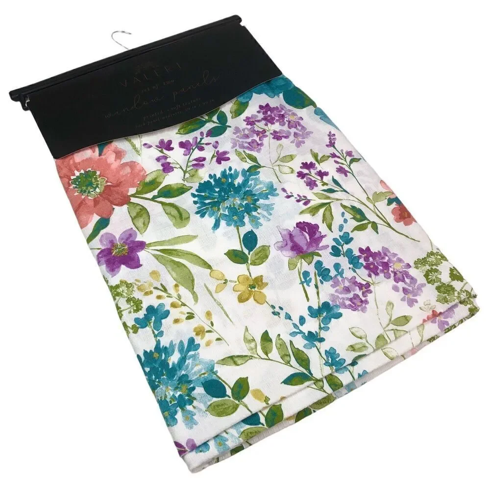 VALERI Floral Window Panels Drapes Curtains 50x96 Grannycore Cottage Colorful